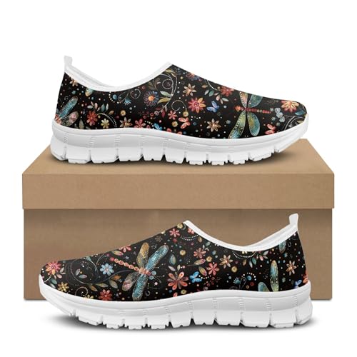 Image of Hummingbird Floral Print Lightweight Walking Shoes for Women Mesh Casual Sneakers Size 5-10.5