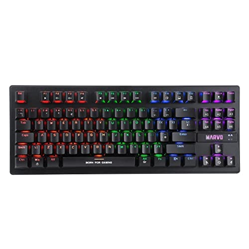 MARVO Scorpion KG901 USB RGB Wired Compact Gaming Keyboard w/Blue Switches- UK English Layout Cover