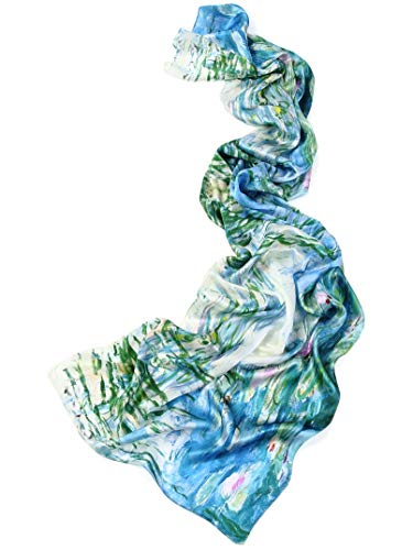Prettystern 180 cm lange 100% zijden sjaal gestolen indruk Claude Monet - waterlelievijver P526
