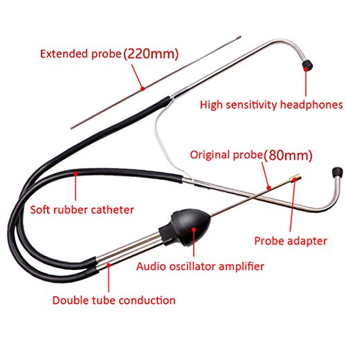 Car Engine Tester Automobile Cylinder Stethoscope Noise Abnormal Sound Diagnostic Instrument Auto Stainless Steel Mechanic Listening equipment Hearing Tool Repair Set Kit - Thumbnail 5