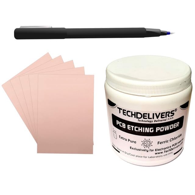 TECHDELIVERS® 5Pcs copper clad board 15x10 cms|Ferric Chloride Anhydrous pure, 98%,(Iron (III) Chloride) FeCL3 For PCB Making PCB Etching Powder 500 Grams|Etch resistant marker pen (B0CPPZH5KB) Amazon Price History, Amazon Price Tracker