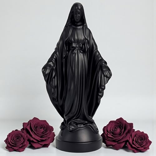 Pop Mary, Statue Moderne Vierge Marie, Figurine Décorative en résine, Cadeau Unique de Collection (Noir)