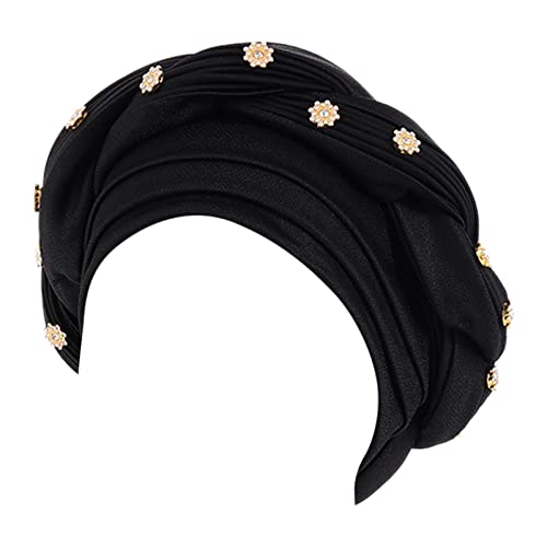 LIXIAO Women Turban Hat Stretch Head Scarf Wrap Cap Muslim Sleep Beanie Pre Tied Bonnet Lightweight Braid Hair Loss Hat