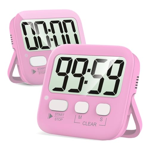 Antonki 2 Pack Digital Timer for Kids, Magnetic Countdown Kitchen Timers for Cooking, Egg, Classroom, Teacher, Exercise, Study, Oven - Battery Included