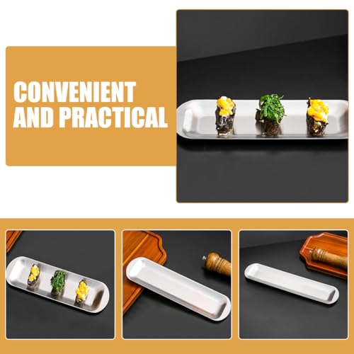 Plato rectangular grande de acero inoxidable para sushi miniatura 4