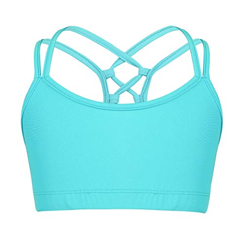 iEFiEL Kinder Mädchen Sport BH mit Spaghetti-Träger Crop Tops Ballett Tanz Bustier Yoga BH ohne Bügel Weste Oberteile Trainingsanzug Mintgrün 152