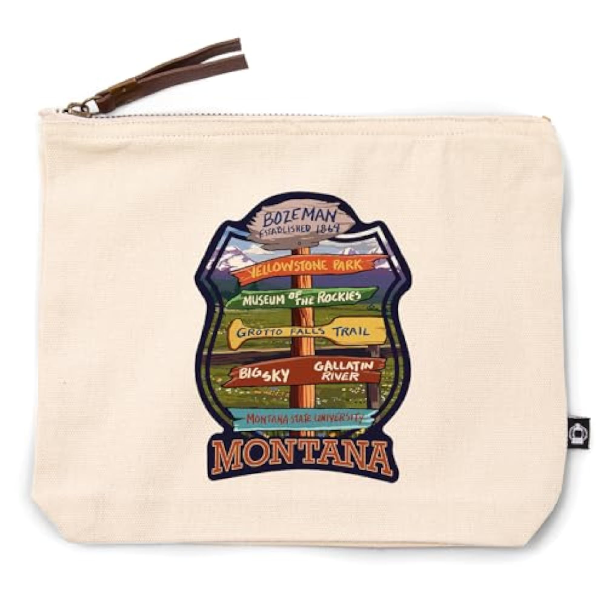 Cotton Canvas Bozeman Destination Signpost Contour Travel Accessory Go Bag