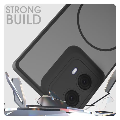 Image of Amazon Basics Back Cover for Motorola Moto Edge 50 Fusion 5G / Motorola Moto G96 5G | Hard Back | Shockproof | Mag-Safe Design (Mag-Safe Not Support) Protective Bumper Case (Black Mag-Safe)