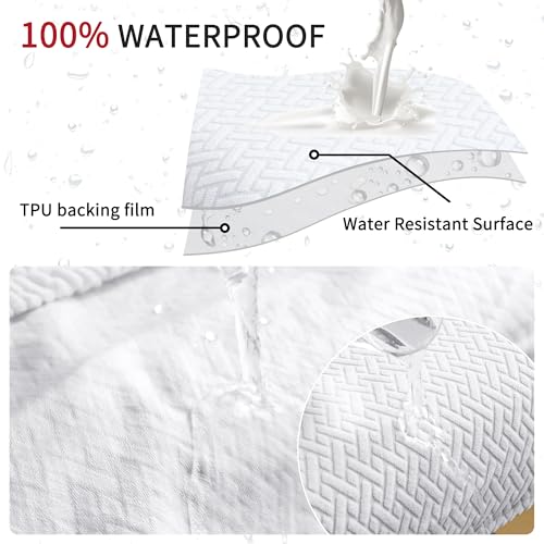 Image of Waterproof White Bar Stool Covers Set of 4 Rectangle Jacquard Stretchable Backless Barstool Seat Cover Counter Bar Stool Slipcovers Washable
