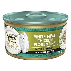 Fancy Feast Medleys Wet Cat Food, White Meat Chicken Florentine – 85 g Can (24 Pack)