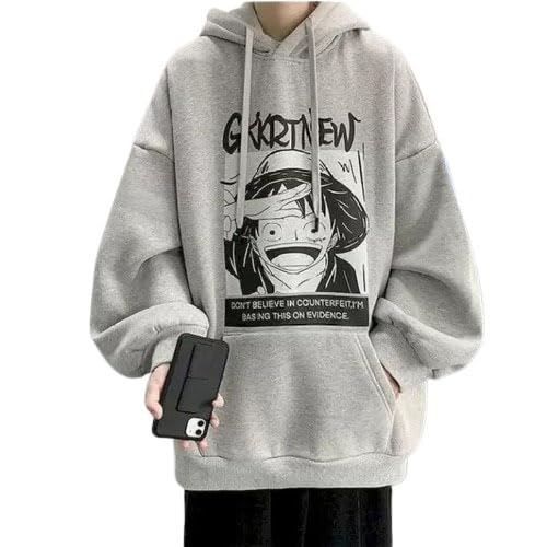 Urban Elegance Redefined – Men’s Printed Oversized Cotton Hoodie (Color Grey)