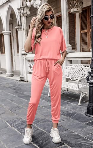 PRETTYGARDEN Women's Two Piece Sets 2025 Summer Spring Jogger Pants Travel Vacation Lounge Outfits Airplane Matching Clothes