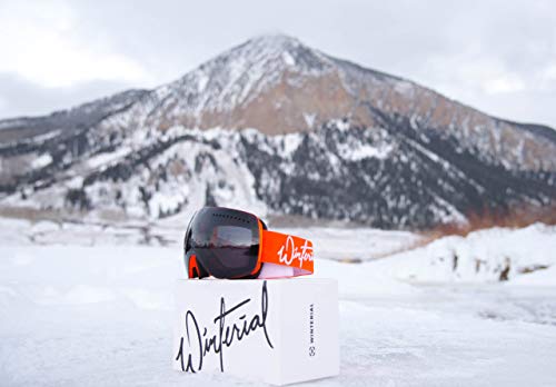 Winterial Magnetic Ski and Snowboard Goggles, Includes 2 Interchangeable Lens and Case, One Size Fits All, Orange