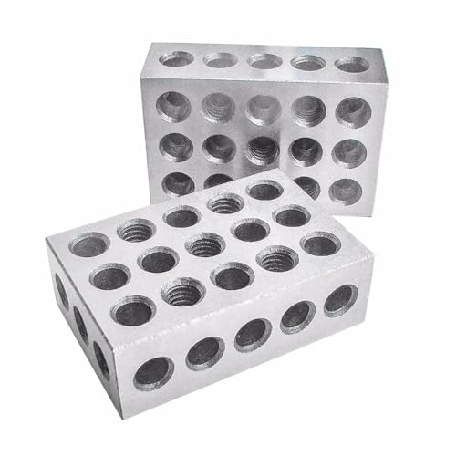 23穴精密25-50-75mmブロック1組(2個)、平行クランプブロックセット、スチールブロック23穴1-2-3インチブロックゲージ 一般測定、工作用(25-50-75mm)