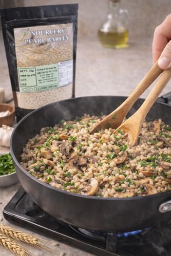 Image of Nourcery Pearl Barley-1kg | Pearled Whole Barlay | High Fiber Jau | Low Glycemic Index | Raw Barley Grain | Healthy by nature | Cooks Like Rice | Ideal for Risottos & Soups | Naturally Gluten Free