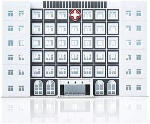 SiyphuNing N Scale 1/150 Hospital Building Apartment 1:150 Models Outdoor City Railway Layout Street Model Gift Decor Outland Scene for DIY Sand Table Garden Micro Landscape Ornaments 8.3" x5.5"