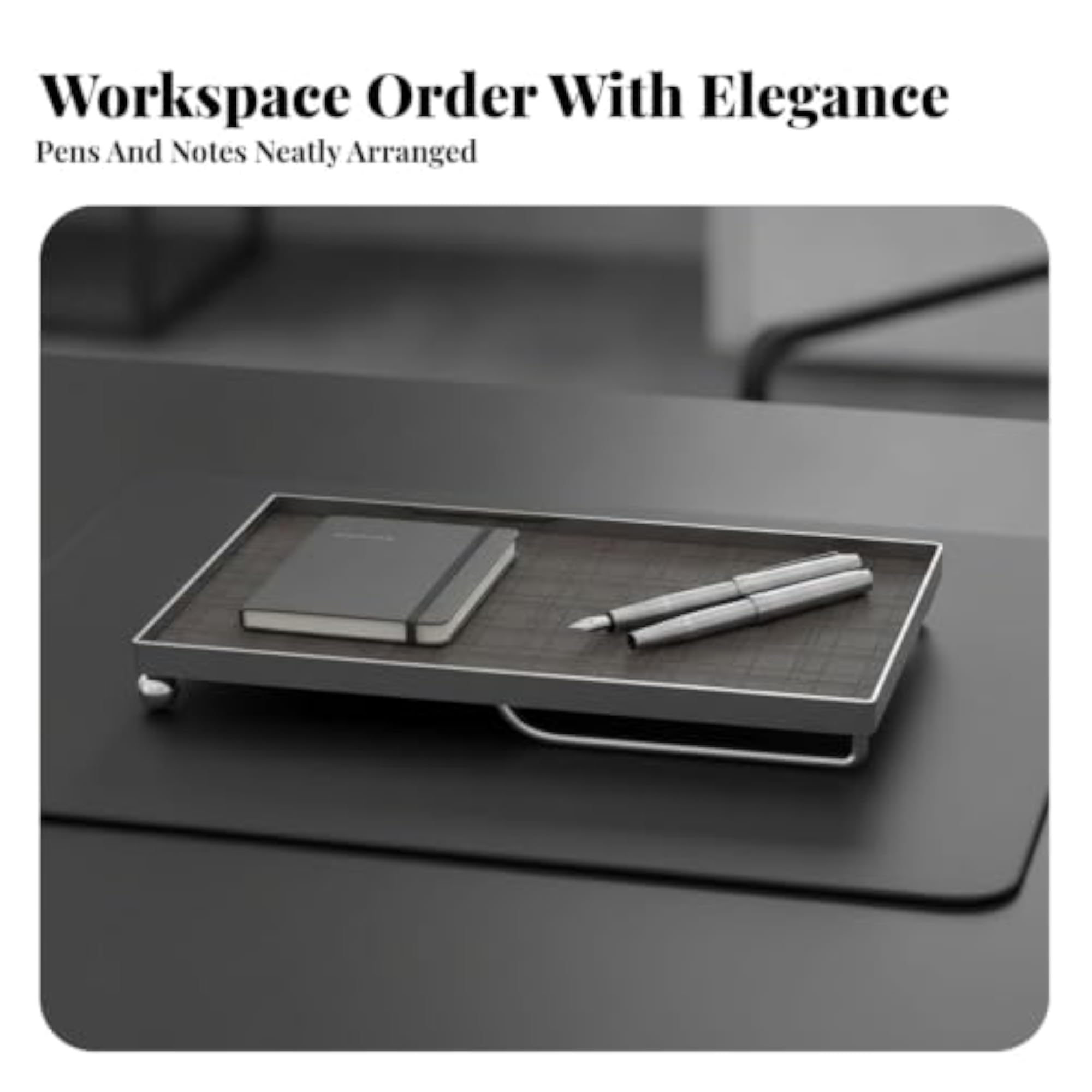 Woven Textured Iron Tray with Leather Surface