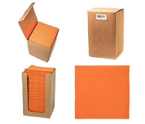 Alvotex Chic Airlaid Lot de 100 Serviettes Coctail, 1/4 pliées, Aspect Tissu, jetables, de qualité supérieure, Orange, 20 x 20 cm
