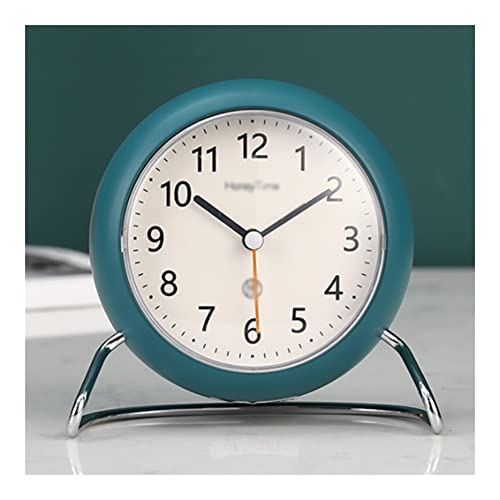 SYXL Relojes de Alarma Alarma análoga Redonda, Reloj de Alarma Super silencioso sin tictac, Reloj de Escritorio de diseño Simple for el Dormitorio al Lado de los durmientes Pesados Recordar