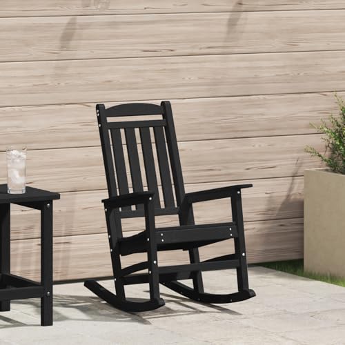 Genérico Mecedora de Jardín Negra 70x92x108 cm HDPE,wenjingqiES-42006615