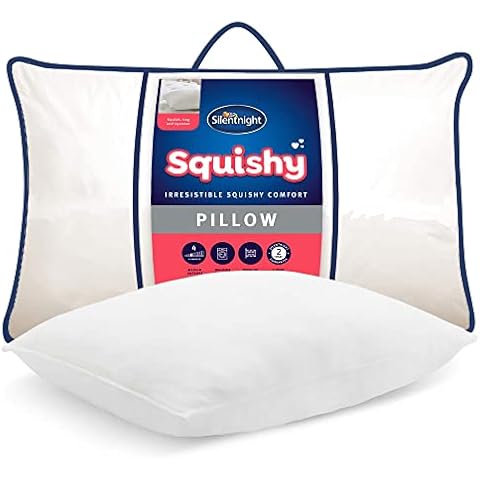 Silentnight Squishy Pillow - Almohada Suave y Cómoda con Funda de Terciopelo y Fibras Dupont, Lavable a Máquina e Hipoalergénica Cover