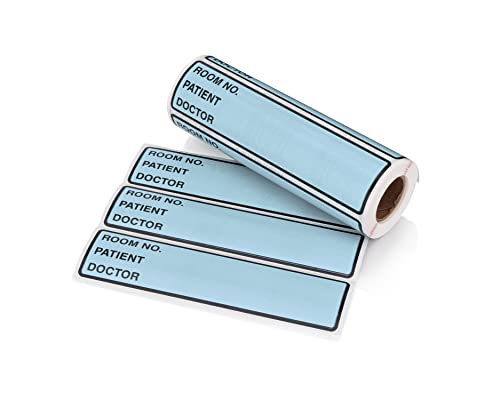 Image of Carstens Patient I.D. Adhesive Medical Chart Labels for 1.5 inch - 4 inch Ring Binder Spines - Pre-Printed Sticker Labels (Room No. / Patient /Doctor), 5 3 /8 inch x 1 3 /8 inch, Blue, Roll of 200
