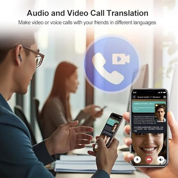 Наушники XUMIUZIY AI с переводом в реальном времени, BT 5.4 внутриушной перевод с приложением для 164 языков, водонепроницаемость IPX4, 7 режимов, пространственный звук 360°, высокая скорость Type C
