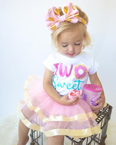 Luke and Lulu Two Sweet Birthday Outfit - 2nd Birthday Cute Toddler Dress with Headband - Girl Outfit for 2 Year Old2