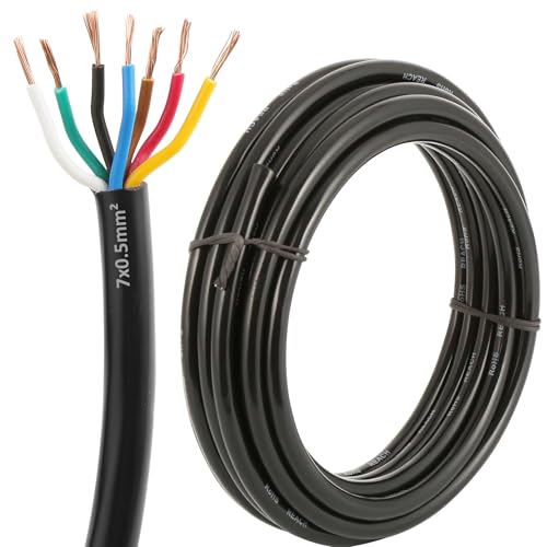 Image of ETUKER 20AWG 7×0.5mm² Electrical Wire Copper 7 Conductor 5Meters 16.4ft DC 5V/12V/24V/300V 7 Core Extension Cable
