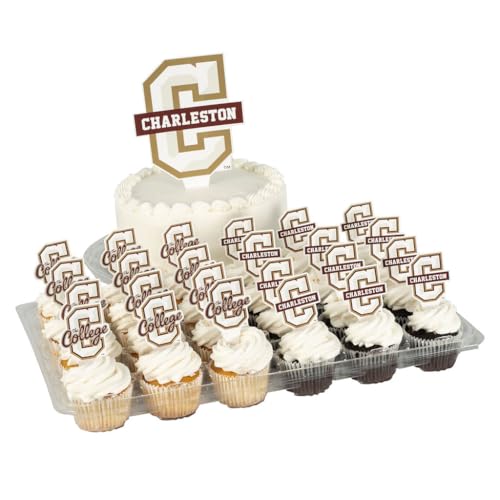 Desert Cactus College of Charleston Cupcake Topper and Cake Toppers Set - CofC Cougars 25 Pcs Food Party Supplies, Decorations, Graduation and Game Day