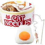 Cat Ladies Ramen Cat Bed - Cozy 5-Piece Soft Nest Set with Blanket Pillows and Teaser Toy - Compact Noodle Bowl-Themed Pet Beds & Furniture - Small Warm Indoor Cushion for Cats