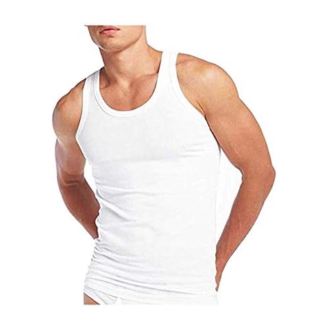 SOFTY® 3X Mens Athletic Vests Tank Top Colours 100% Cotton Vests, Muscle Summer Top Vest (Small, White) Cover