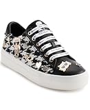 KARL LAGERFELD Women's Cate Pins Tweed Lace up Sneaker, Nude, 11