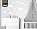 pegatinas de pared de nubes de 20 piezas - colores pastel, adhesivo de papel tapiz para bebés, adhesivo de pared Decoración de la pared del ojo soñoliento - Mural, niños pequeños (blanco)