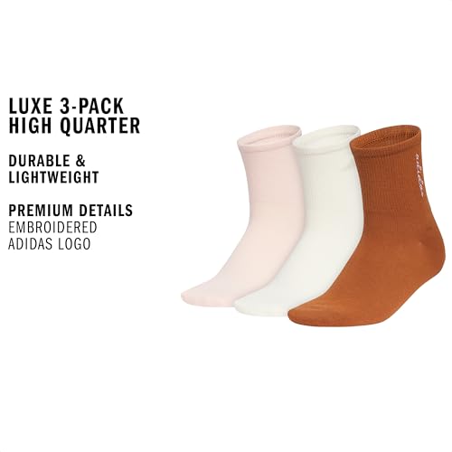 Image of adidas Luxe High Quarter Fashion Sock 3-Pairs | 3-Pack, Logo or Striped, Targeted Cushioning, Arch Support, Breathable Moisture-Wicking, All-Day Comfort