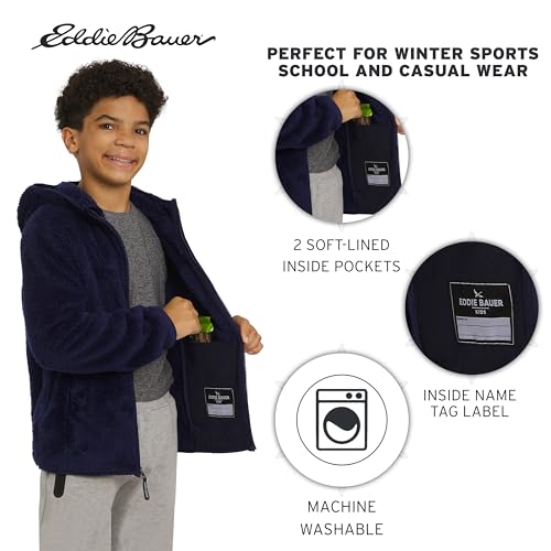 Image of Eddie Bauer Girls' Quest Plush High Pile Faux Sherpa Hooded Jacket