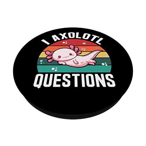 I Axolotl Questions Sweet Axolotl Gift PopSockets Swappable PopGrip, Black - Image 2