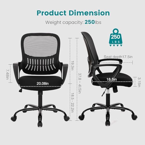 image for SMUG Home Office Computer Desk Chair - Ergonomic Mid-Back Mesh Swivel 