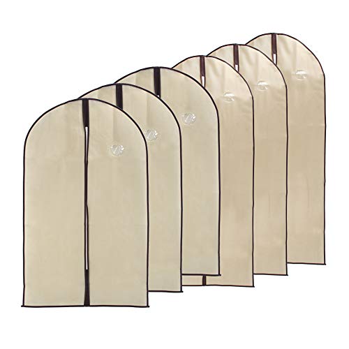 HUSL Fundas de Ropa con Cremallera 6 Piezas, Bolsa Tela de No-Wonven Cubiertas Protectora de Ropa Transpirables,Fundas de Ropa Antipolvo y Lavable para Vestidos,Trajes,Chaquetas(MIX de 3+3)