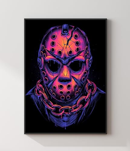 Image of HUANNY Diamond Painting Horror Movie Diamond Art Jason, 5D Full Drill Cross Stitch Embroidery Kits