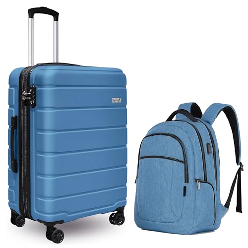 Image of KEYTANG Explorer Lightweight Hardside Expandable Luggage Spinner Wheels Suitcase W /TSA Lock, Grey, Carry On-3 Pieces
