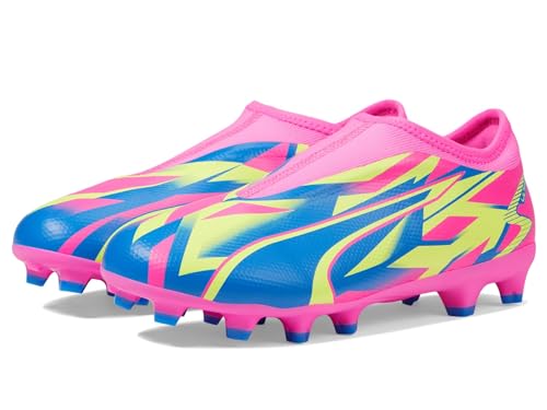 PUMA Kids Boys Ultra Match Ll Energy Firm GroundArtificial Ground Soccer Cleats - Blue, Pink - Size 5 M