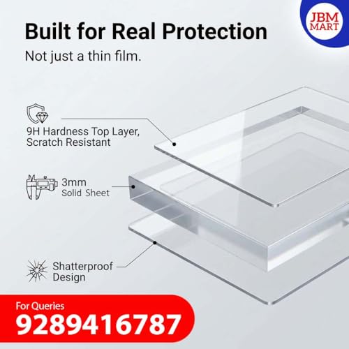 Image of JBM MART 49 Inch TV Screen Protector - Tempered Glass Guard, 9H Hardness, Scratch resistance, Crystal Clear | 3 mm Thickness