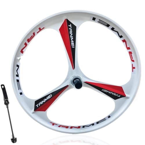 ZCXBHD 26" ܂肽ݎ]ԗp }OlVE BMX zC[Zbg 3{X|[N s[X\ ]ԃfBXNu[LΉ 100/135mm nu 6-9[^[(White-Red,Front)