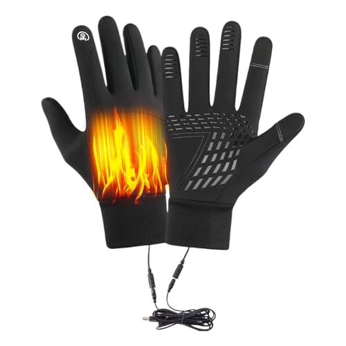 Guantes térmicos de invierno con calefacción, guantes de calefacción térmica alimentados por USB, guantes de dedos para pantalla táctil, guantes deportivos cálidos e impermeables para correr, ciclismo