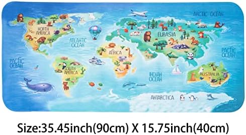 BOPPIE Bathtub Mat Shower Mats - Cartoon Non-Slip Bathroom Bathtub Bath Mat for Tub Anti-Slip Shower Mats for Floor Machine Washable Bathroom Mats 35.4 x15.74In(90X40CM) (World Map)
