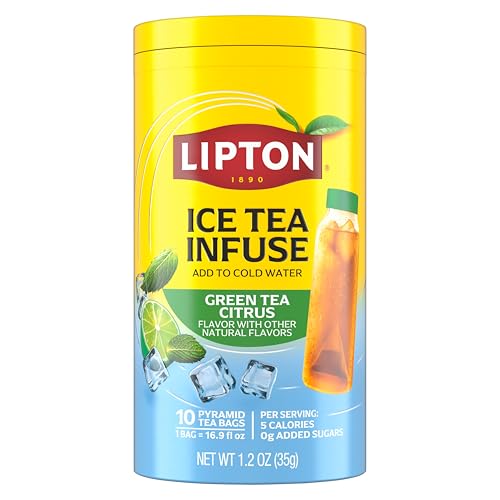 Image of Lipton Ice Tea Infuse Green Tea Citrus Cold Brew Tea Bags for On-The-Go or At Home 10 Tea Bags (Pack of 9)