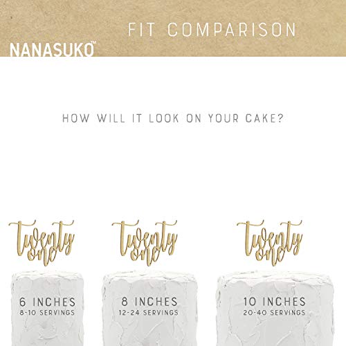 Nanasuko 21St Birthday Cake Topper - Twenty One - Double Sided Gold Glitter - Premium Quality Made In Usa #TOP2