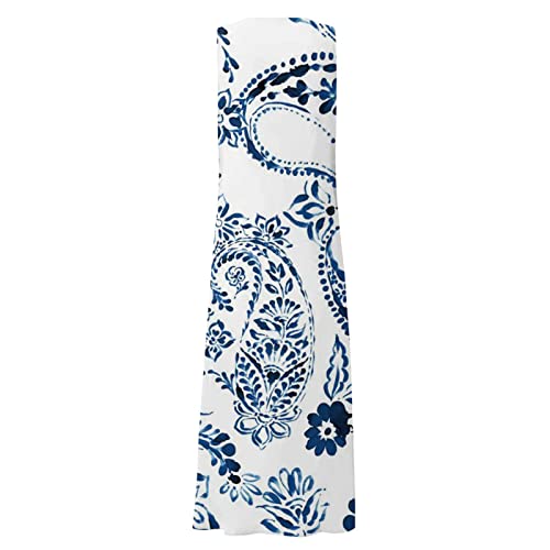 Maxi Dresses For Women Summer Sleeveless Boho Dress Casual V-Neck Long Dresses Hawaiian Beach Vacation #TOP7
