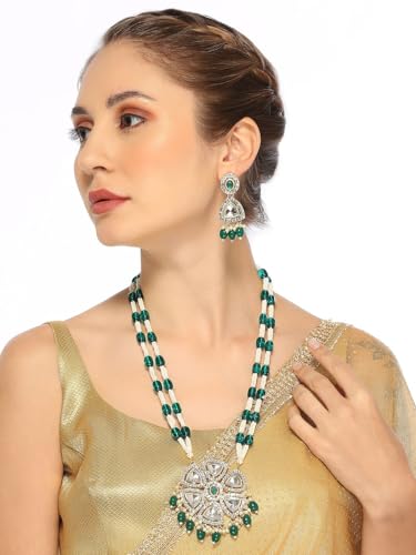 Juego de joyas Kundan DMZ-2965 de latón con tachuelas para mujer 5